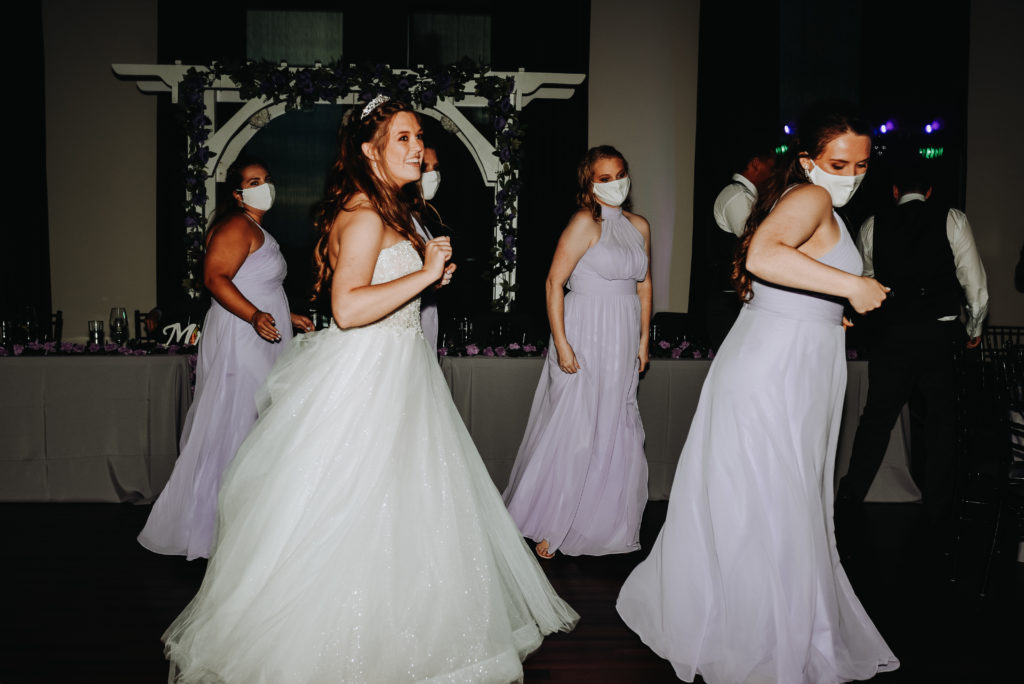 Bride and Bridesmaids dancing