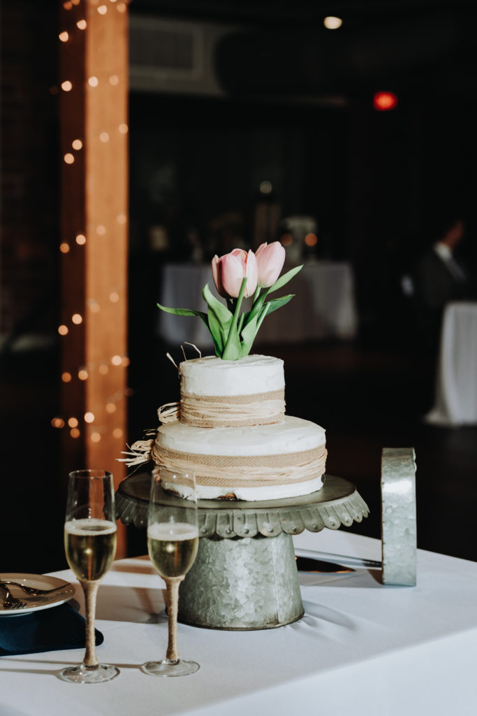 Wedding photo gluten-free wedding cake Garment Factory, Franklin, IN 