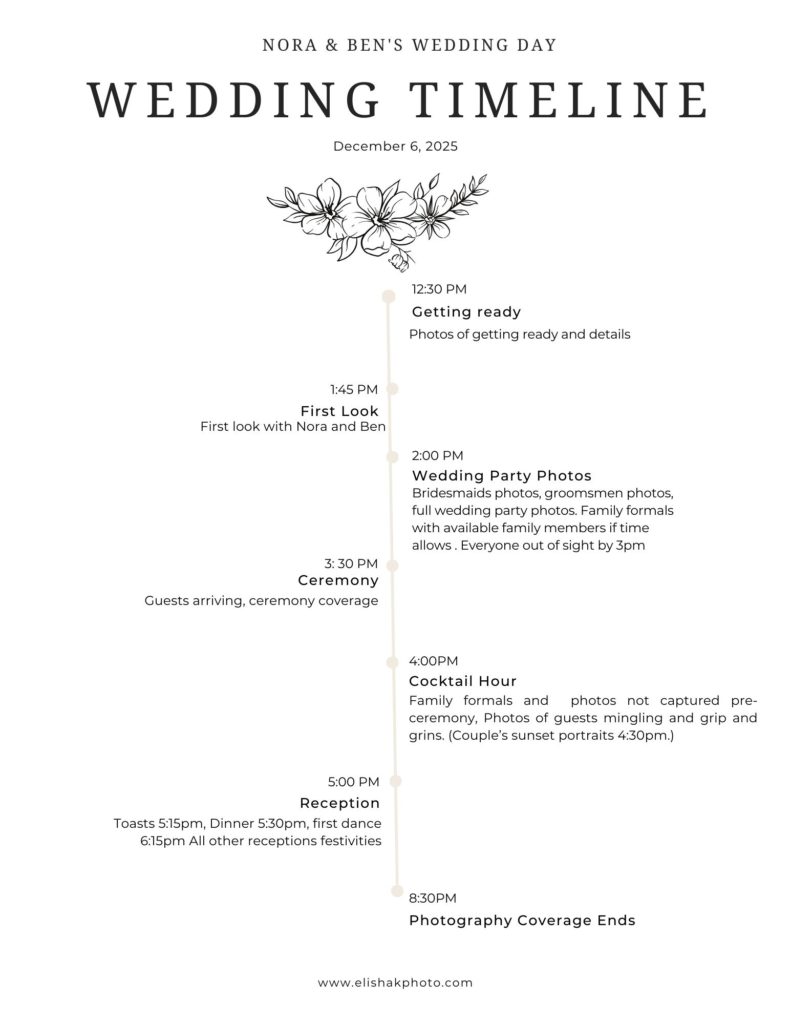 Example of a timeline including a first look.